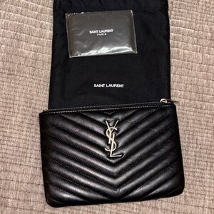 Saint Laurent Black Chevron Pouch